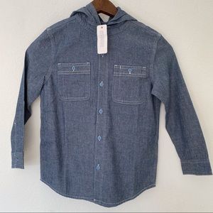Gymboree Boys Button Down Denim Hooded 5-6